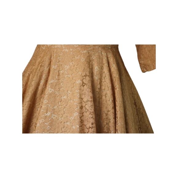 Vintage 1950s Butterscotch Fit-And-Flare Lace Dress Small - Picture 2 of 7